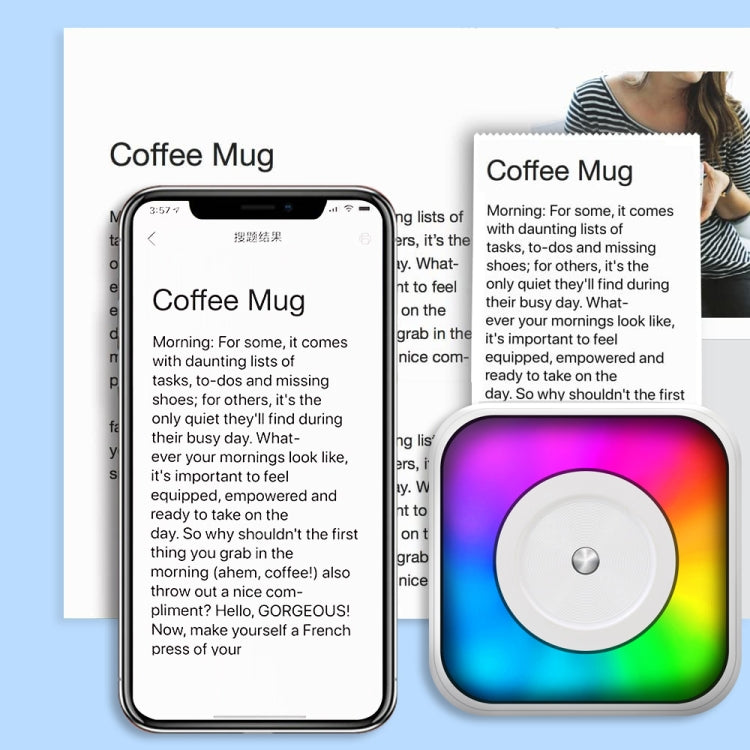 RGB Light Portable Mini Bluetooth Printer Inkless Document Label Printer with 5 Paper+5 Stickers+3 Color Paper - Receipt Printers by buy2fix | Online Shopping UK | buy2fix