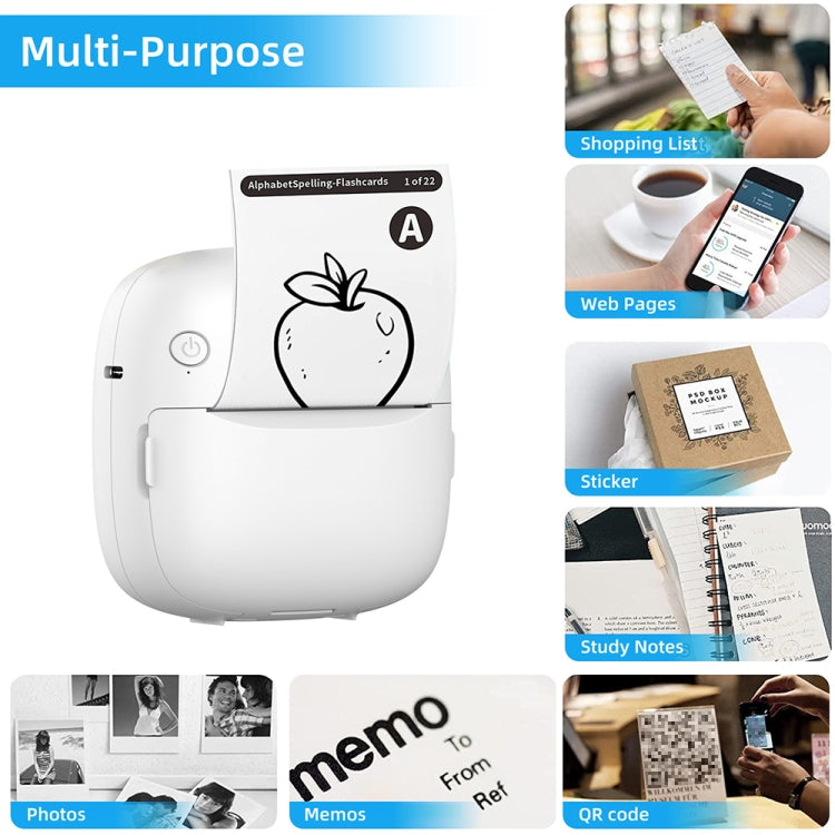 RGB Light Portable Mini Bluetooth Printer Inkless Document Label Printer with 5 Paper+5 Stickers+3 Color Paper - Receipt Printers by buy2fix | Online Shopping UK | buy2fix