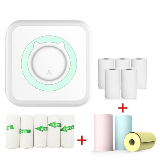 C15 Mini Student Bluetooth Inkless Photo Label Thermal Printer, Spec: Green+5 Stickers+5 Paper+3 Color Paper - Photo Printers by Huawei | Online Shopping UK | buy2fix