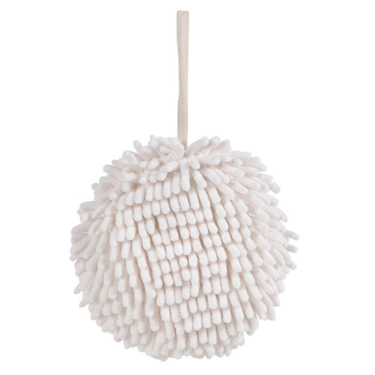 Chenille Hand Wipe Ball Large Hanging Bathroom Quick Dry Hand Towel Kitchen Rag Wipe Handkerchief(White) - Sponges, Cloths & Brushes by buy2fix | Online Shopping UK | buy2fix