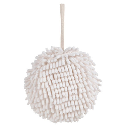 Chenille Hand Wipe Ball Large Hanging Bathroom Quick Dry Hand Towel Kitchen Rag Wipe Handkerchief(White) - Sponges, Cloths & Brushes by buy2fix | Online Shopping UK | buy2fix