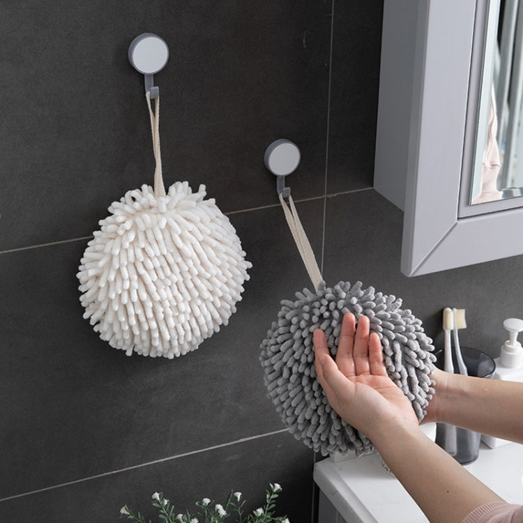 Chenille Hand Wipe Ball Large Hanging Bathroom Quick Dry Hand Towel Kitchen Rag Wipe Handkerchief(White) - Sponges, Cloths & Brushes by buy2fix | Online Shopping UK | buy2fix