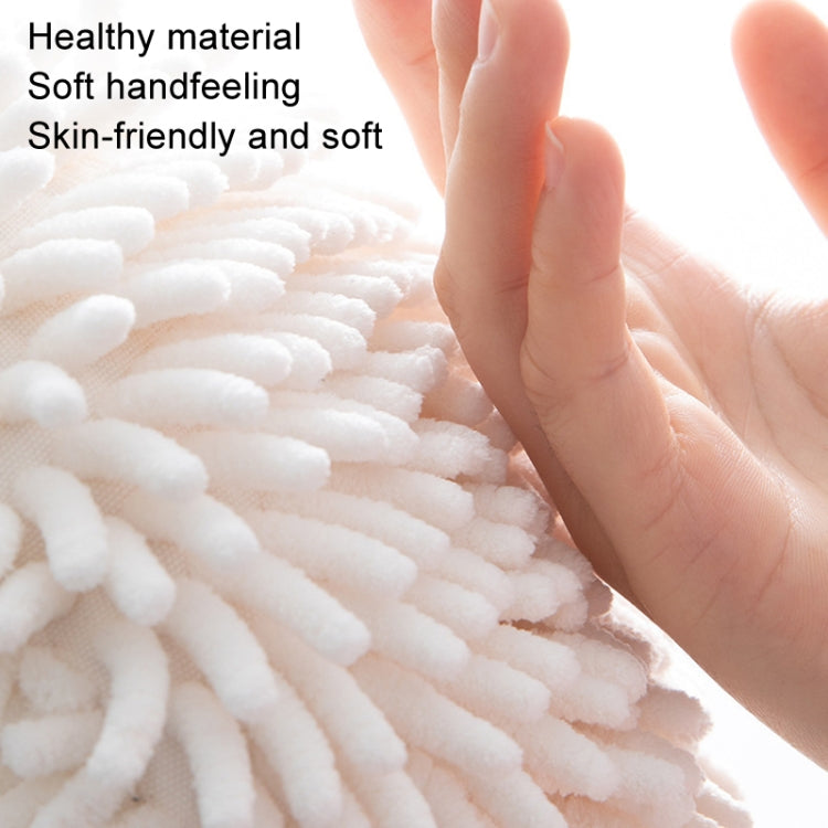 Chenille Hand Wipe Ball Large Hanging Bathroom Quick Dry Hand Towel Kitchen Rag Wipe Handkerchief(White) - Sponges, Cloths & Brushes by buy2fix | Online Shopping UK | buy2fix