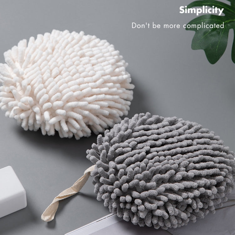 Chenille Hand Wipe Ball Large Hanging Bathroom Quick Dry Hand Towel Kitchen Rag Wipe Handkerchief(White) - Sponges, Cloths & Brushes by buy2fix | Online Shopping UK | buy2fix