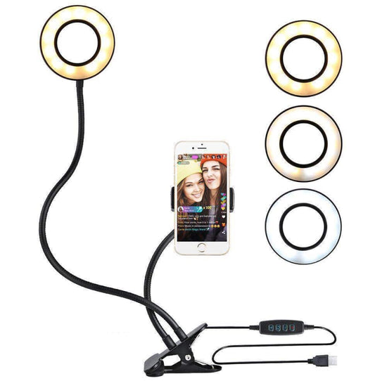 8 Inch Selfie Ring Light With Cell Phone Holder 360 Rotating Flexible Arms For Live Stream - Ring Light by buy2fix | Online Shopping UK | buy2fix