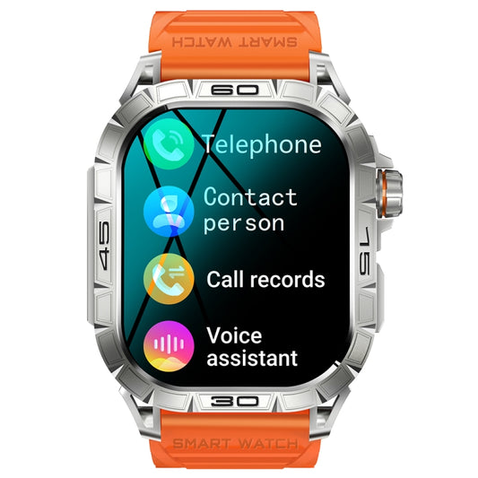 K63 1.96-Inch Heart Rate/Blood Oxygen Monitoring Bluetooth Call Sports Smart Watch, Color: Orange by buy2fix