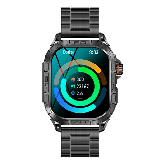 K63 1.96-Inch Heart Rate/Blood Oxygen Monitoring Bluetooth Call Sports Smart Watch, Color: Black Three-bead Steel by buy2fix
