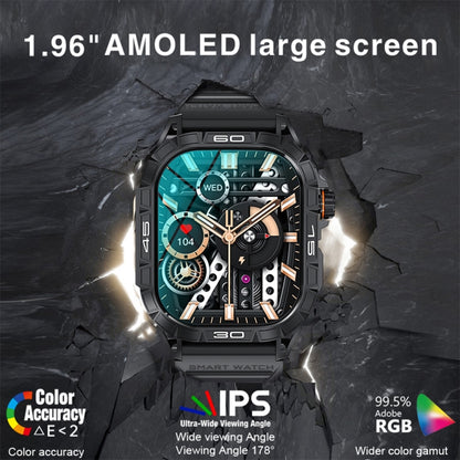 K63 1.96-Inch Heart Rate/Blood Oxygen Monitoring Bluetooth Call Sports Smart Watch, Color: Black Leather by buy2fix