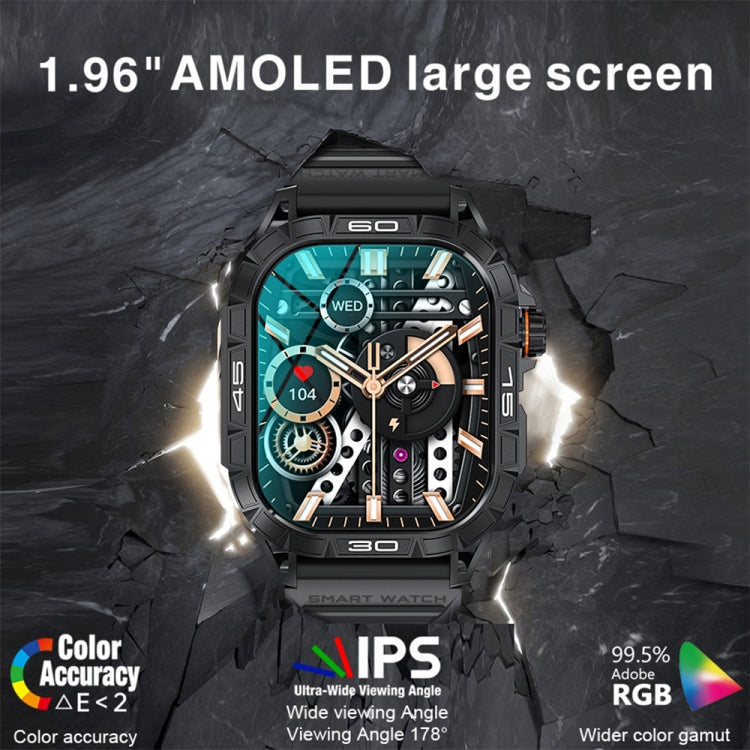 K63 1.96-Inch Heart Rate/Blood Oxygen Monitoring Bluetooth Call Sports Smart Watch, Color: Orange by buy2fix