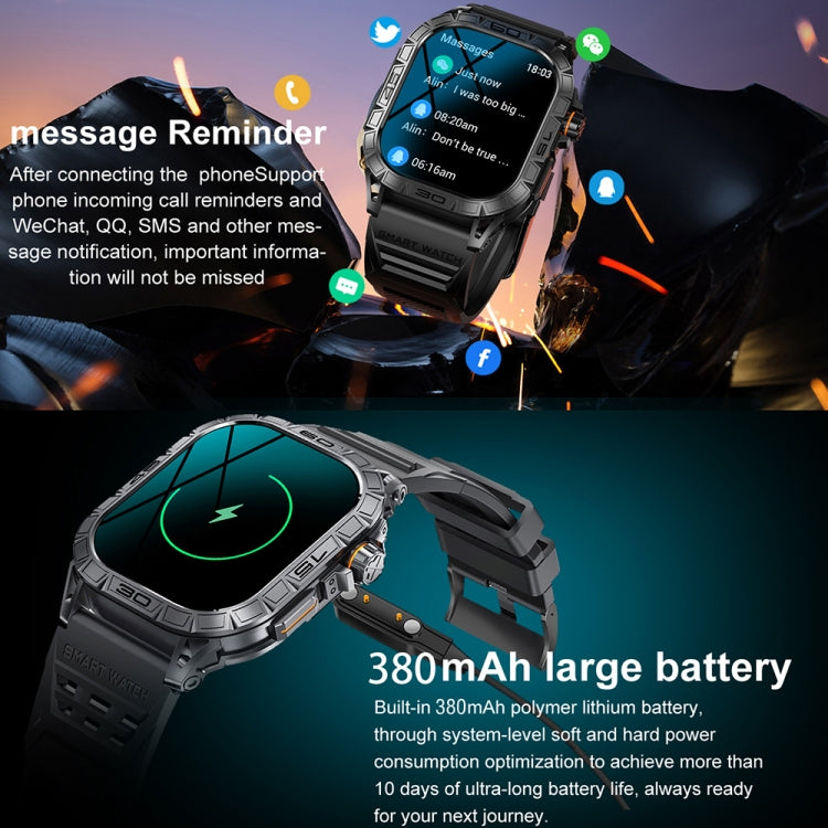 K63 1.96-Inch Heart Rate/Blood Oxygen Monitoring Bluetooth Call Sports Smart Watch, Color: Black Leather by buy2fix