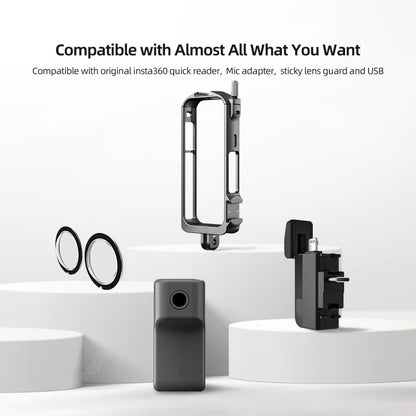 For Insta360 X3 AMagisn Metal Rabbit Cage Protective Frame Accessories, Spec: With Lens Cover by aMagisn