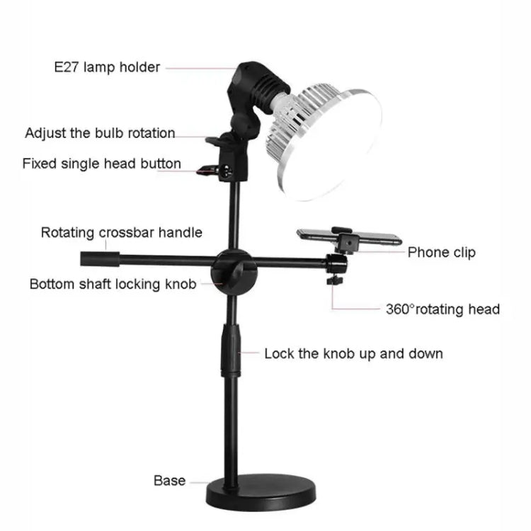 90W 155mm  Mushroom Fill Light + Desktop Overhead Photography Stand Kit for Photo/Video - Selfie Light by buy2fix | Online Shopping UK | buy2fix