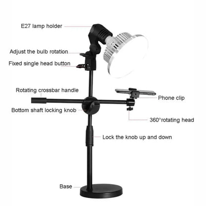 90W 155mm  Mushroom Fill Light + Desktop Overhead Photography Stand Kit for Photo/Video - Selfie Light by buy2fix | Online Shopping UK | buy2fix