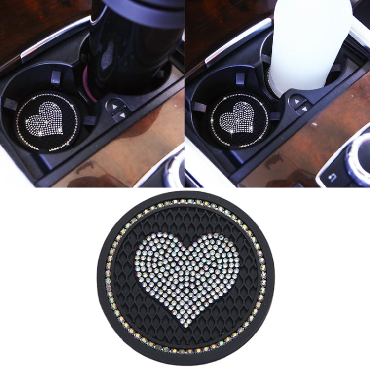 Car Round Love Diamond Honeycomb Anti-slip Coaster(Colorful AB Diamond) by buy2fix