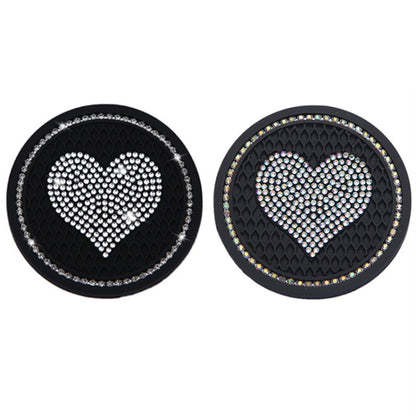 Car Round Love Diamond Honeycomb Anti-slip Coaster(Colorful AB Diamond) by buy2fix
