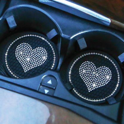 Car Round Love Diamond Honeycomb Anti-slip Coaster(Black) by buy2fix