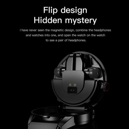 R6 1.32-Inch TWS 2-In-1 Bluetooth Headset Smart Watch, Heart Rate / Blood Oxygen Monitoring(Black Leather) by buy2fix