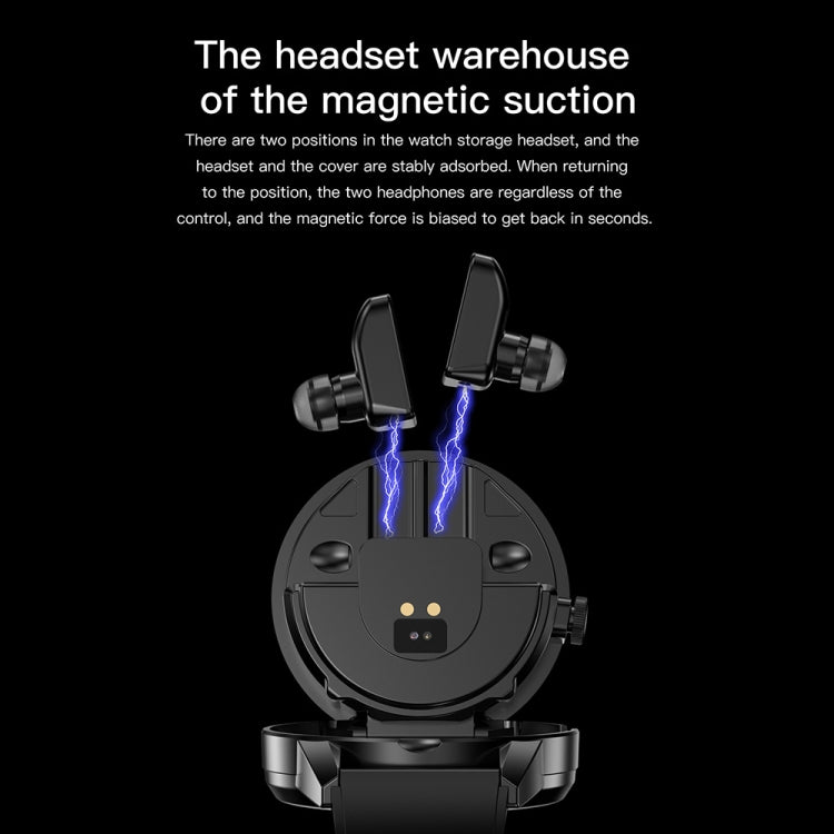 R6 1.32-Inch TWS 2-In-1 Bluetooth Headset Smart Watch, Heart Rate / Blood Oxygen Monitoring(Black Leather) by buy2fix