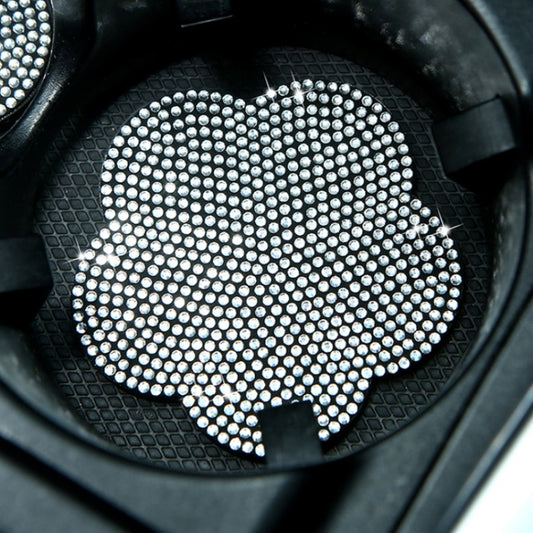 Car-mounted Diamond-filled Plum Blossom Decorated PVC Water Coaster(White) by buy2fix