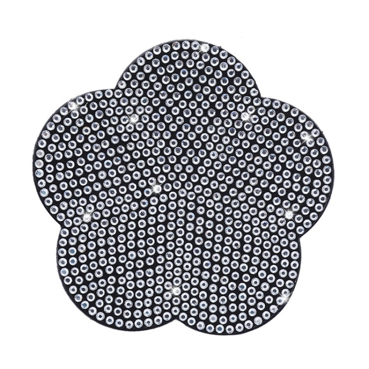 Car-mounted Diamond-filled Plum Blossom Decorated PVC Water Coaster(White) by buy2fix