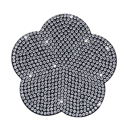 Car-mounted Diamond-filled Plum Blossom Decorated PVC Water Coaster(White) by buy2fix