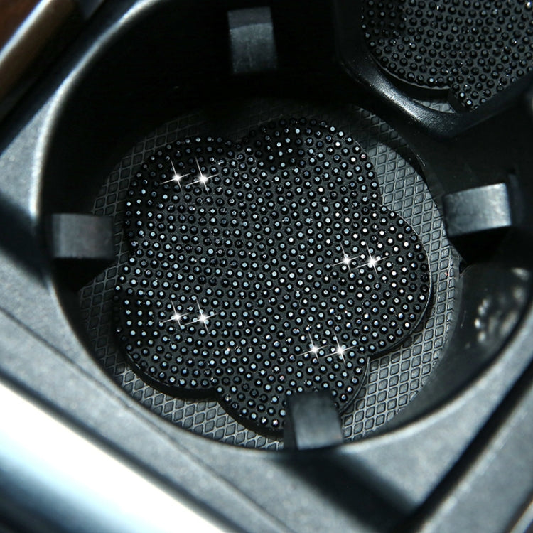 Car-mounted Diamond-filled Plum Blossom Decorated PVC Water Coaster(Black) by buy2fix