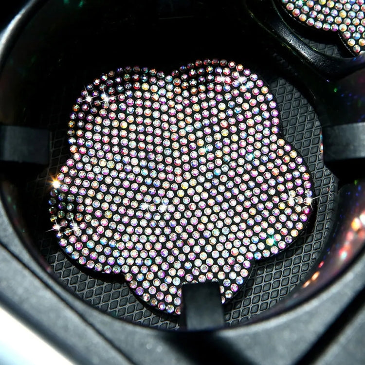 Car-mounted Diamond-filled Plum Blossom Decorated PVC Water Coaster(Colorful) by buy2fix