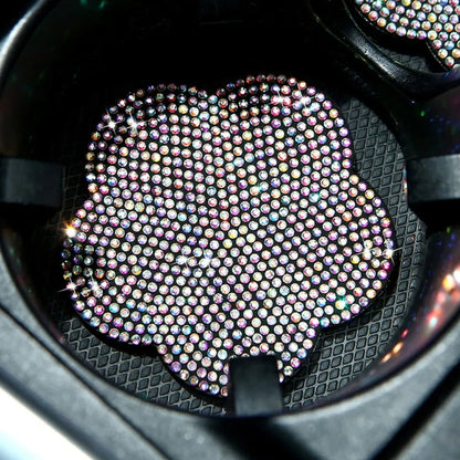 Car-mounted Diamond-filled Plum Blossom Decorated PVC Water Coaster(Colorful) by buy2fix