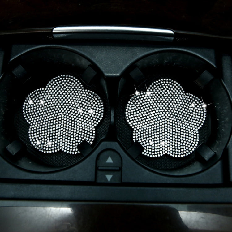 Car-mounted Diamond-filled Plum Blossom Decorated PVC Water Coaster(Colorful) by buy2fix