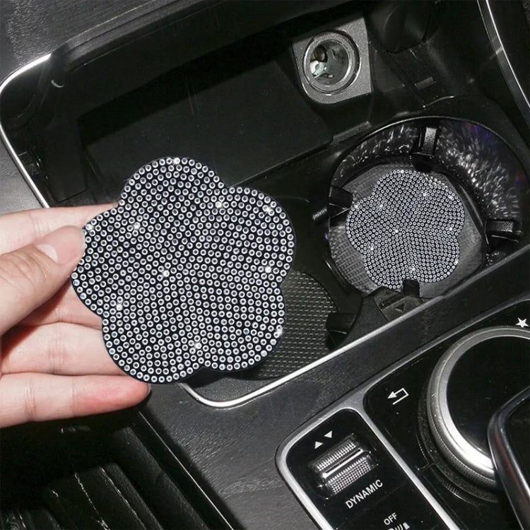 Car-mounted Diamond-filled Plum Blossom Decorated PVC Water Coaster(Black) by buy2fix