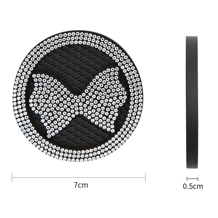 Car Multifunctional Anti-slip Coaster with Diamond Bow Crystal(White) by buy2fix