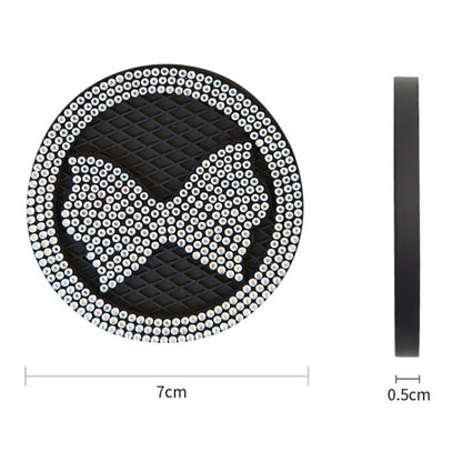 Car Multifunctional Anti-slip Coaster with Diamond Bow Crystal(White) by buy2fix