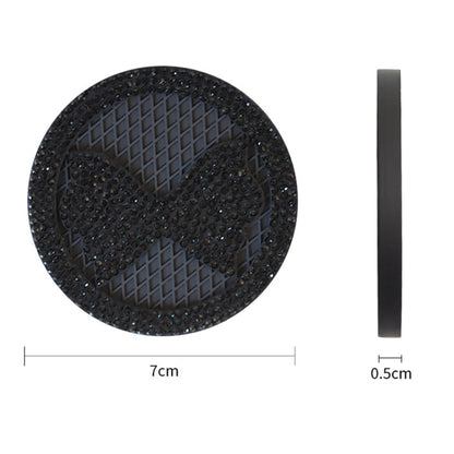 Car Multifunctional Anti-slip Coaster with Diamond Bow Crystal(Black) by buy2fix
