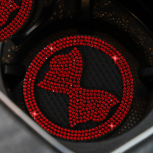 Car Multifunctional Anti-slip Coaster with Diamond Bow Crystal(Red) by buy2fix