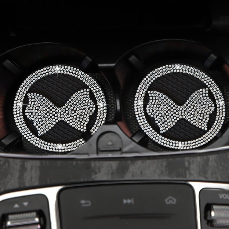 Car Multifunctional Anti-slip Coaster with Diamond Bow Crystal(White) by buy2fix