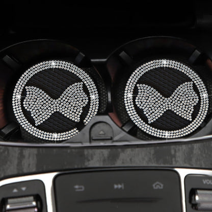 Car Multifunctional Anti-slip Coaster with Diamond Bow Crystal(White) by buy2fix