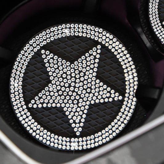 Five-pointed Star Diamond-encrusted Car Non-slip Decorative Water Coaster(White) by buy2fix