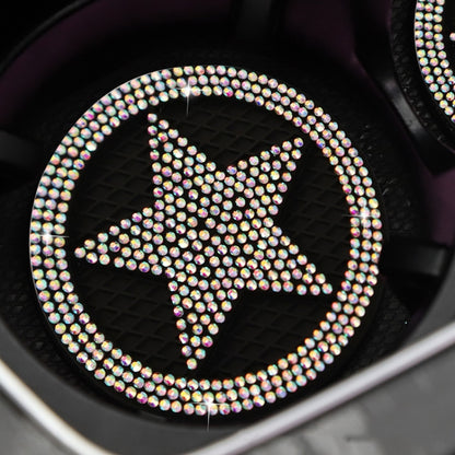 Five-pointed Star Diamond-encrusted Car Non-slip Decorative Water Coaster(AB Color) by buy2fix