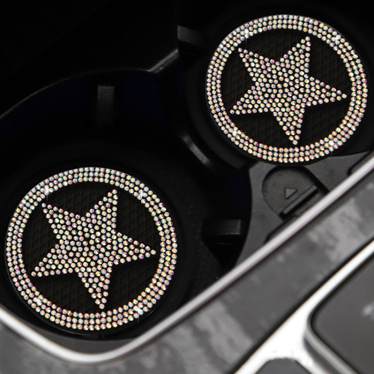 Five-pointed Star Diamond-encrusted Car Non-slip Decorative Water Coaster(White) by buy2fix