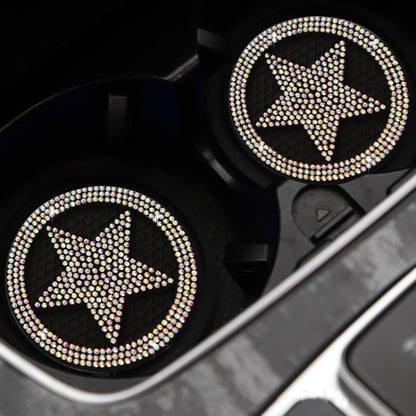 Five-pointed Star Diamond-encrusted Car Non-slip Decorative Water Coaster(White) by buy2fix