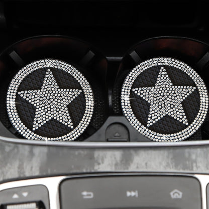 Five-pointed Star Diamond-encrusted Car Non-slip Decorative Water Coaster(Black) by buy2fix