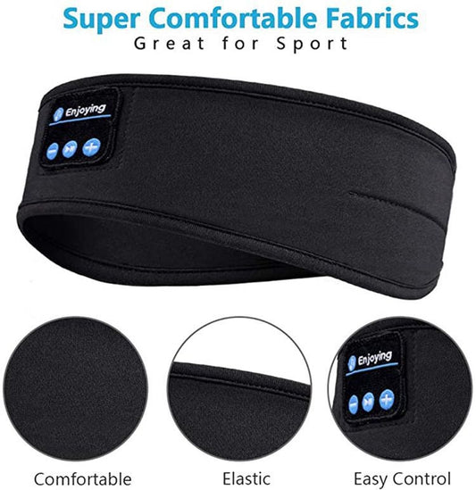 Sleep Bluetooth Bandana Headband Wireless Music Sport Headband Built-in Sleep Music Eye Mask(Sisal Gray) by buy2fix
