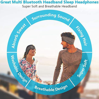 Sleep Bluetooth Bandana Headband Wireless Music Sport Headband Built-in Sleep Music Eye Mask(Black) by buy2fix