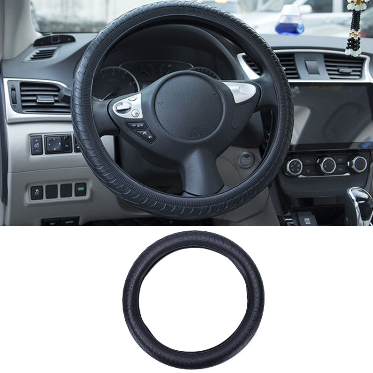 For 36cm-40cm Diameter Steering Wheel Car Silicone Protective Cover Wear Resistant Non-Slip Tire Pattern Driving Grip Sleeve(Black) by buy2fix