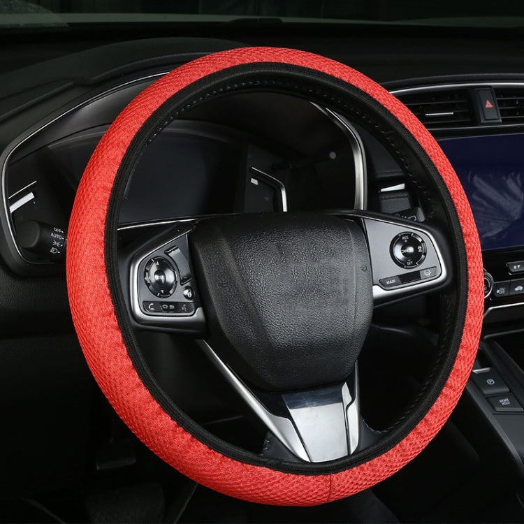 Car Mesh Steering Wheel Cover Breathable Elasticized Handle Sleeve, Size: 38cm(Red) by buy2fix