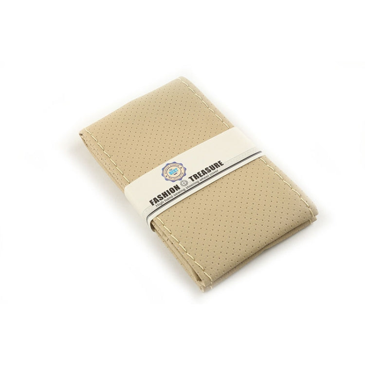 Hand-Sewn Microfiber Non-Slip Steering Wheel Cover Universal Turning Grip Sleeve, Size: 38cm(Beige) by buy2fix