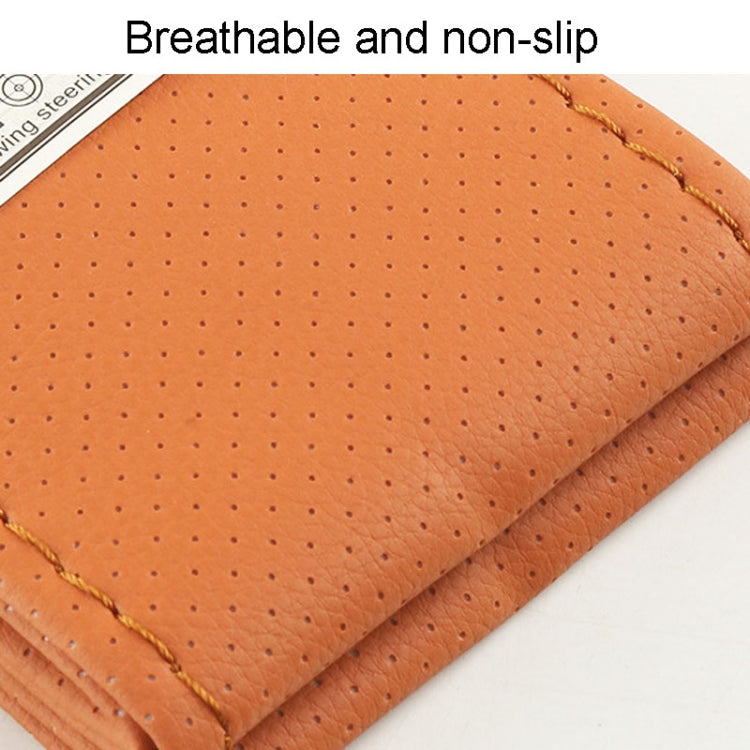 Hand-Sewn Microfiber Non-Slip Steering Wheel Cover Universal Turning Grip Sleeve, Size: 38cm(Beige) by buy2fix