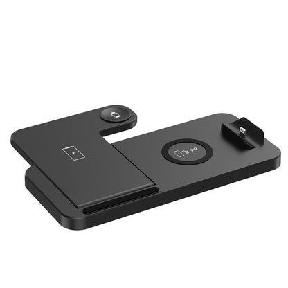 4-in-1 Foldable Desktop Mobile Phone Watch Earphones Wireless Charger(White) by buy2fix