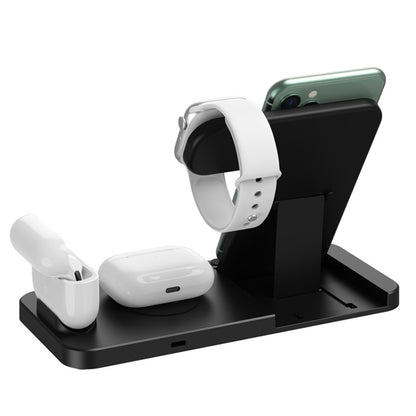 4-in-1 Foldable Desktop Mobile Phone Watch Earphones Wireless Charger(White) by buy2fix