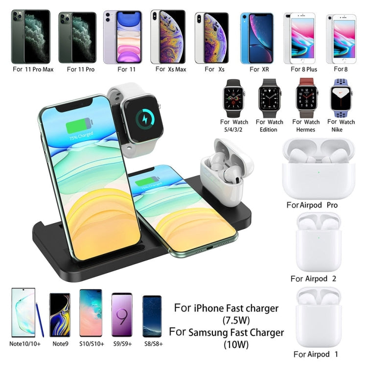 4-in-1 Foldable Desktop Mobile Phone Watch Earphones Wireless Charger(White) by buy2fix